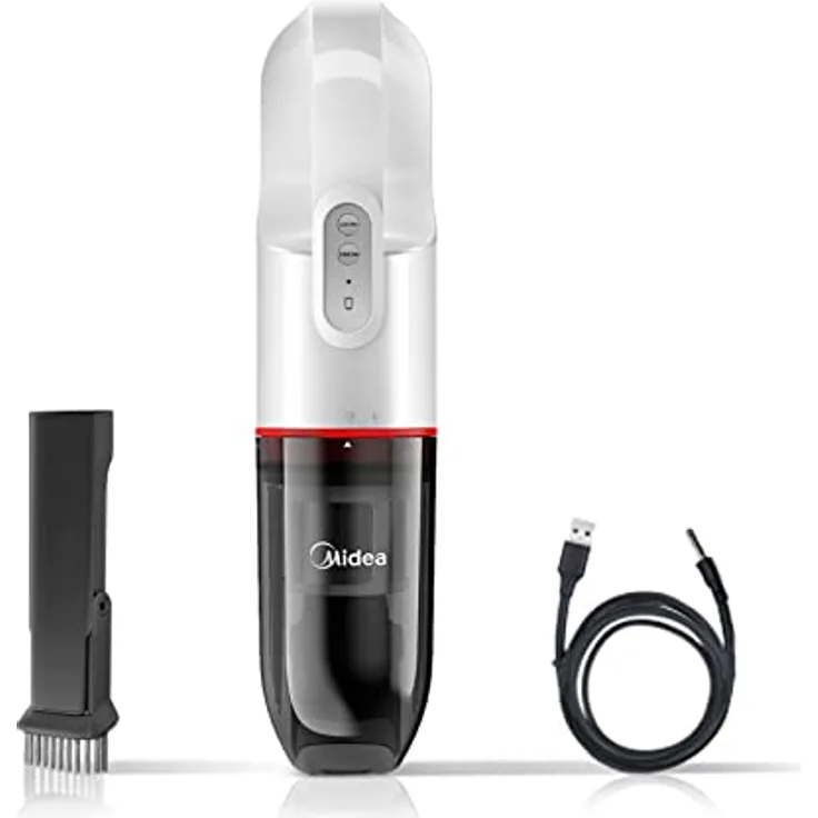 Midea H3 Akku Handstaubsauger, Mini Staubsauger mit 2-in-1 Düse, Waschbares HEPA Filtersystem, 70 Watt Motor, USB-Ladekabel, Leichtgewicht, Einfaches Verstauen im Auto, für Auto/Zuhause/Tierhaare