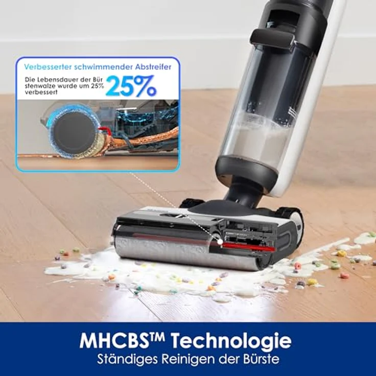 Tineco Floor ONE Switch S7 Nass Trockensauger, Saugwischer 40min, Staubsauger 65min, 70℃ Flashdry, Beidseitige Kantenreinigung, ZeroTangle Bürste, Dreifache Batterielebensdauer, für das Ganze Haus – Bild 5