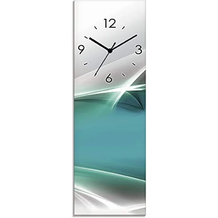 ARTLAND Wanduhr ohne Tickgeräusche Glas Funkuhr 20x60 cm Rechteckig Lautlos Design Abstrakt Kunst Modern Ausgefallen Kreativ T9FA – Bild 1
