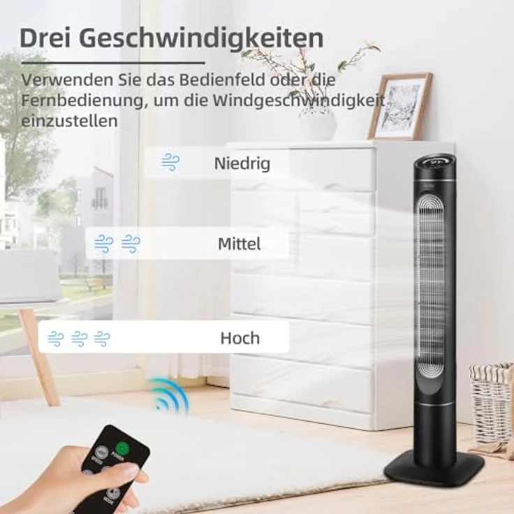 Be Cool Turmventilator, 85W mit LED-Display, schwenkbar, Timerfunktion und Negativ-Ionen-Reinigung – Bild 3