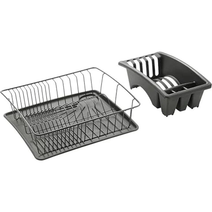 METALTEX 325526000 Aquatex Plus Lava Spülkorb mit Schale und Bestecksammler 35 x 30 x 12 cm TouchTherm, matt schwarz - Geschirrkorb - Abtropfgestell – Bild 2