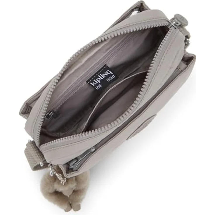 Kipling Basic Abanu, Umhängetasche 20 cm aus robustem Material, Grau mit verstellbarem Schultergurt und Seitentaschen – Bild 4