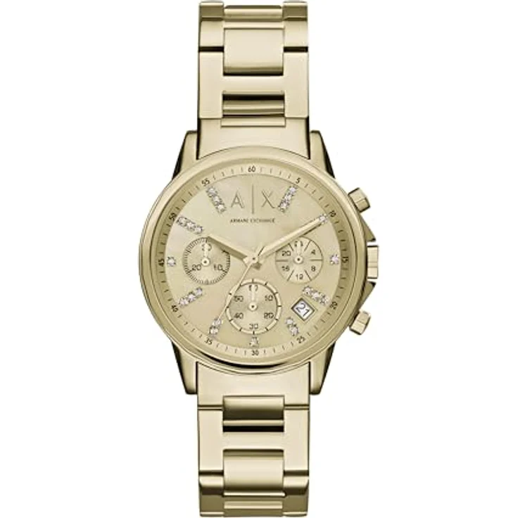 Armani Exchange Uhr für Damen , QuarzChronographenwerk, 36mm GoldEdelstahlgehäuse mit Edelstahlarmband, AX4327 – Bild 1