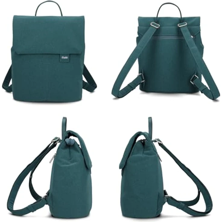 Zwei Mademoiselle.M City Rucksack, 29 cm, petrol, 100% Polyurethan, 24 cm x 13 cm – Bild 3