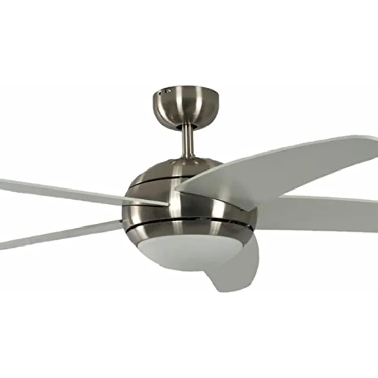 Pepeo Deckenventilator mit Beleuchtung und Fernbedienung Melton, Gehäuse Nickel, Flügelfarbe Weiß, 132 cm, für Räume bis zu 25m² – Bild 5