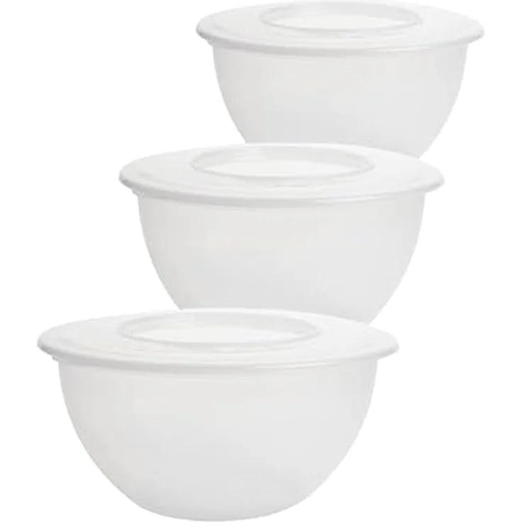 2friends Schüssel mit Deckel 5l, 3x Salatschüssel mit Deckel, Rührschüssel Set, Schüssel Set, Plastikschüssel BPA-frei, Transparent Schüsseln, Rührschüssel mit Deckel Model Tina, Made in EU – Bild 1