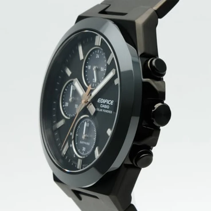 Casio Edifice EQB-1000D-1A2, Herren Chronograph Quarz Armbanduhr mit Keramik-Lünette, Schwarz, Solarbetrieb, Datumsanzeige, 10 bar wasserdicht – Bild 3