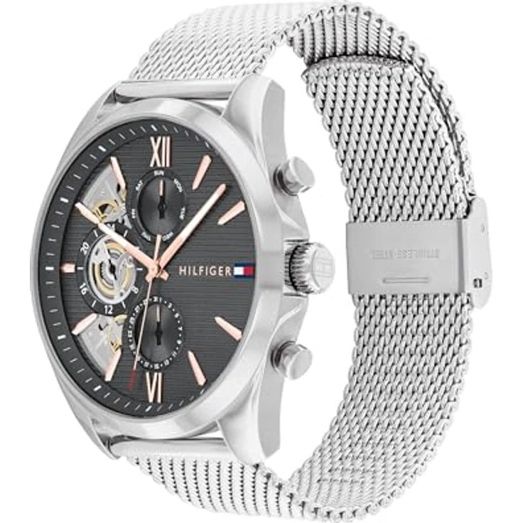 Tommy Hilfiger Multifunktionsuhr BAKER, Quarzuhr, Herrenuhr, Edelstahlarmband, analog, Tag, grau – Bild 3