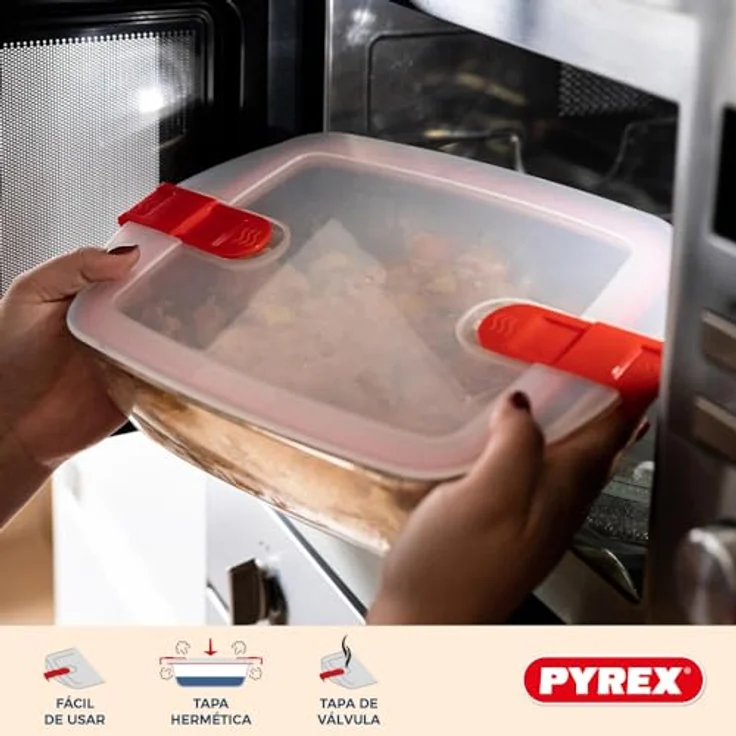 Pyrex Cook & Heat, 5-teiliges Glasbehälter Set mit Mikrowellen-Dampfventilen, BPA-frei, verschiedene Größen (0,3–2,5 l) – Bild 3