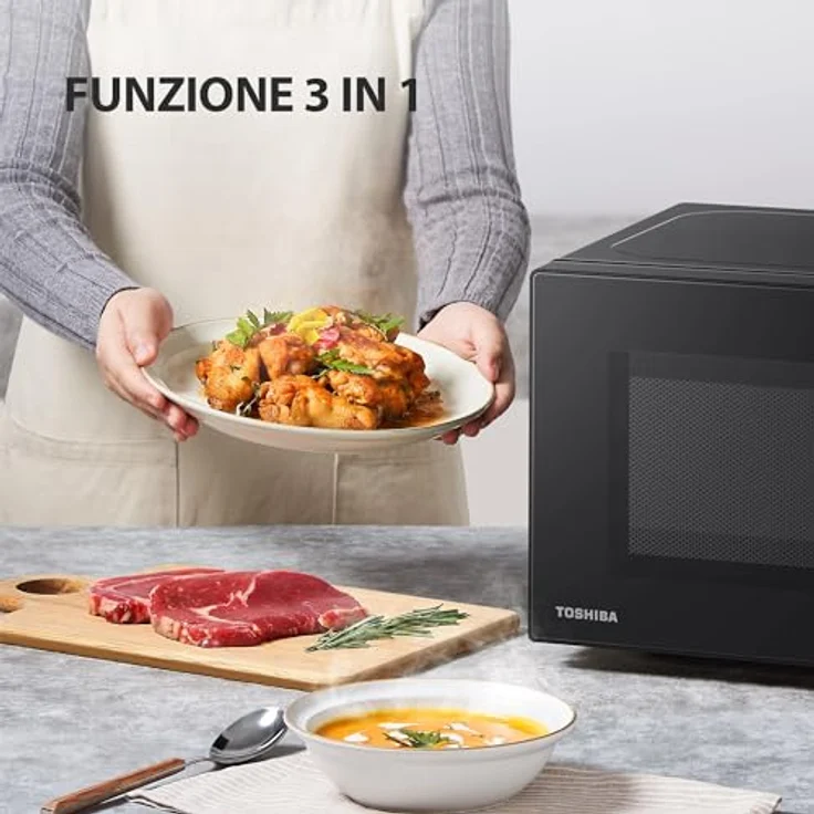 Toshiba MW2-MG20PF Mikrowelle mit Grill, Standgerät, 800 Watt, 20 Liter Garraum, schwarz – Bild 6
