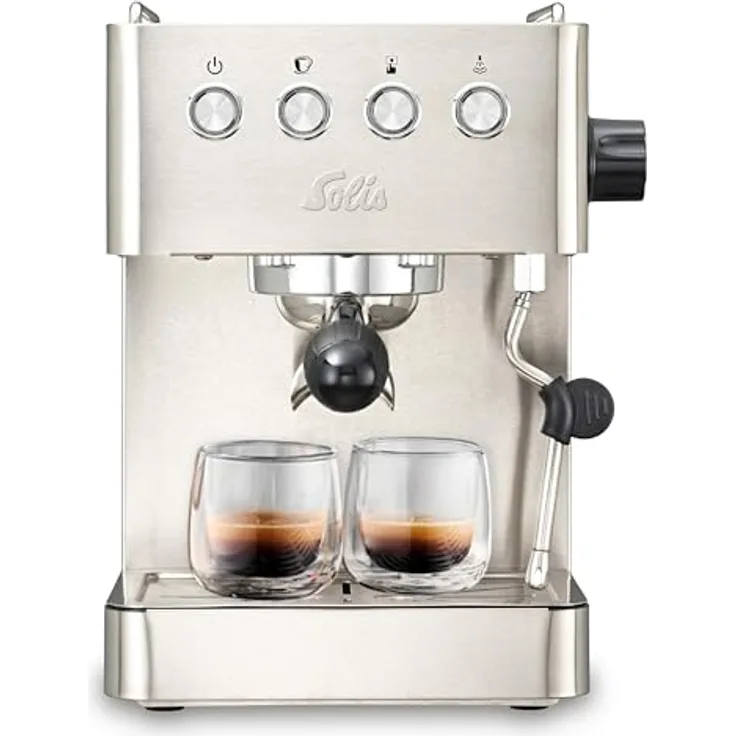 Solis Gran Gusto 58 mm Siebträger Kaffeemaschine, 15 Bar, 1,7 L Wassertank, Edelstahl