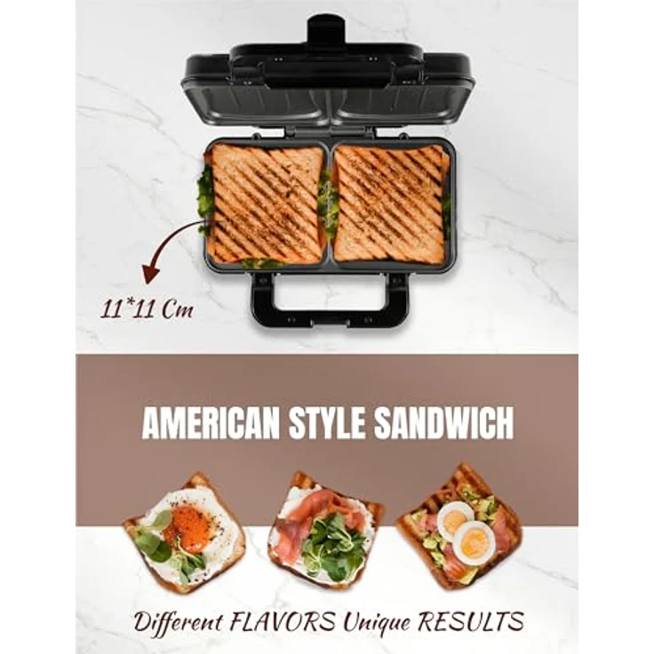 Bestron Sandwichmaker ASM92XLCO, 900 W, XXL Toaster für American Sandwiches, Kupfer, mit Antihaftbeschichtung und Sicherheitsfunktionen – Bild 4