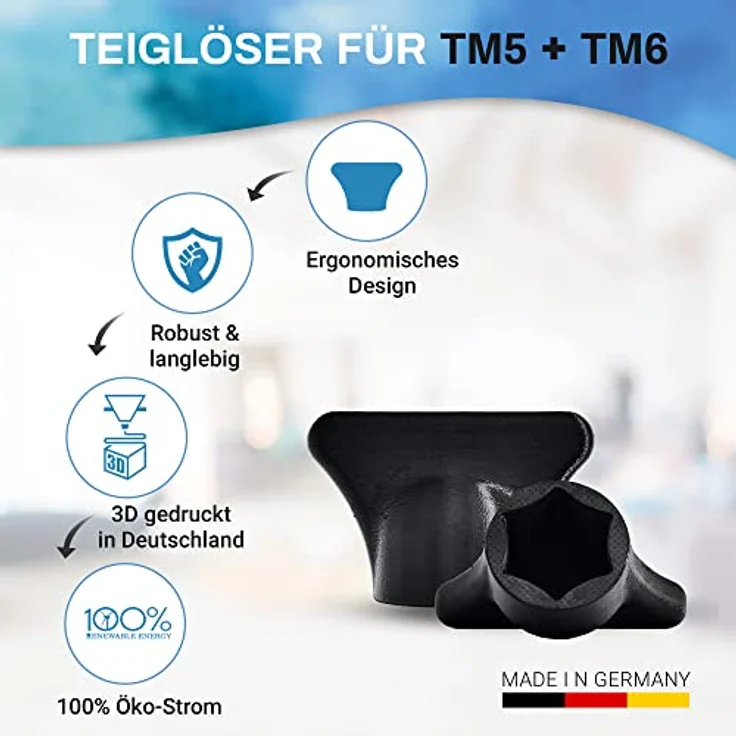 Mix-Slider ® Teiglöser Teigblume für Thermomix, Zubehör für Vorwerk Küchenmaschine TM5 + TM6 3D gedruckt Made in Germany (Schwarz) – Bild 4