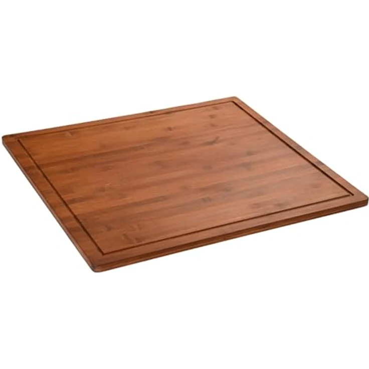 Kesper XXL Herdabdeckplatte 56 x 50 x 4 cm aus FSC Bambus, Dunkelbraun, mit Saftrille und erhöhten Leisten – Bild 1