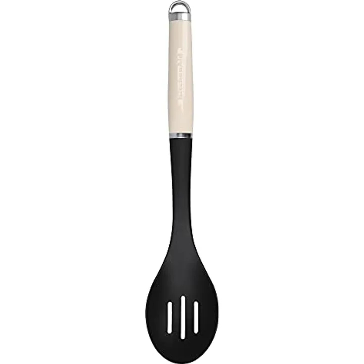 KitchenAid Nylon Slotted Spoon – Almond Cream, Hochwertiger Schaumlöffel mit 3 Schlitzen
