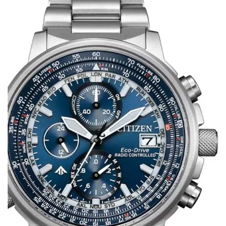 Citizen AT8300-58L Promaster Navihawk A-T, Herrenuhr Edelstahl mit solarbetriebenem Chronograph, blaues Zifferblatt, 20 ATM wasserdicht – Bild 2