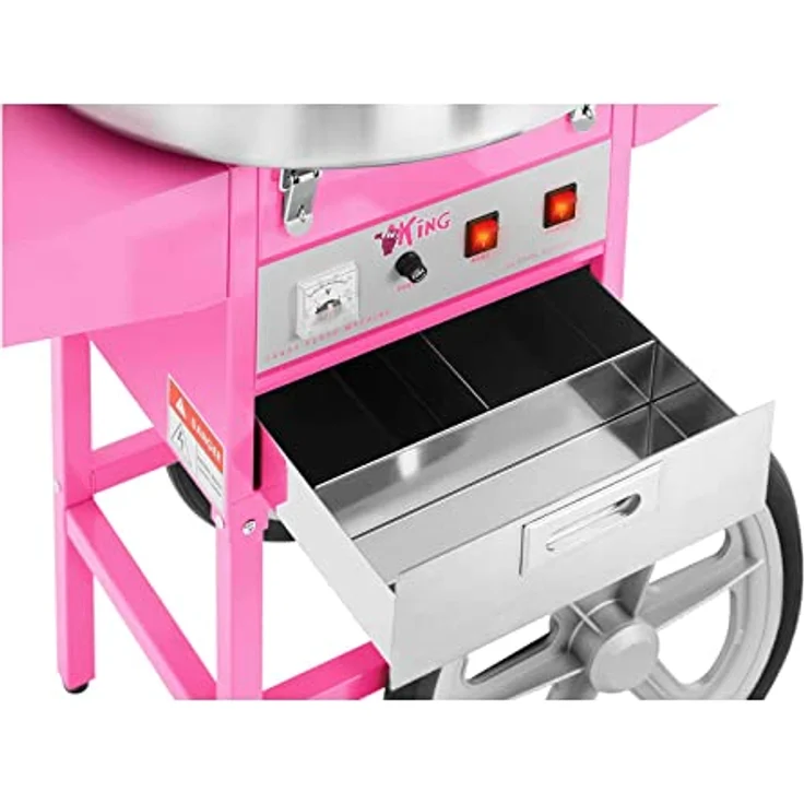 Royal Catering RCZC-1200E Zuckerwattemaschine Cotton Candy Machine mit Wagen und Spuckschutz (Ø 52 cm, 1.200 W, 1 Einheit / 60 s, inkl. Zubehör) Pink – Bild 2