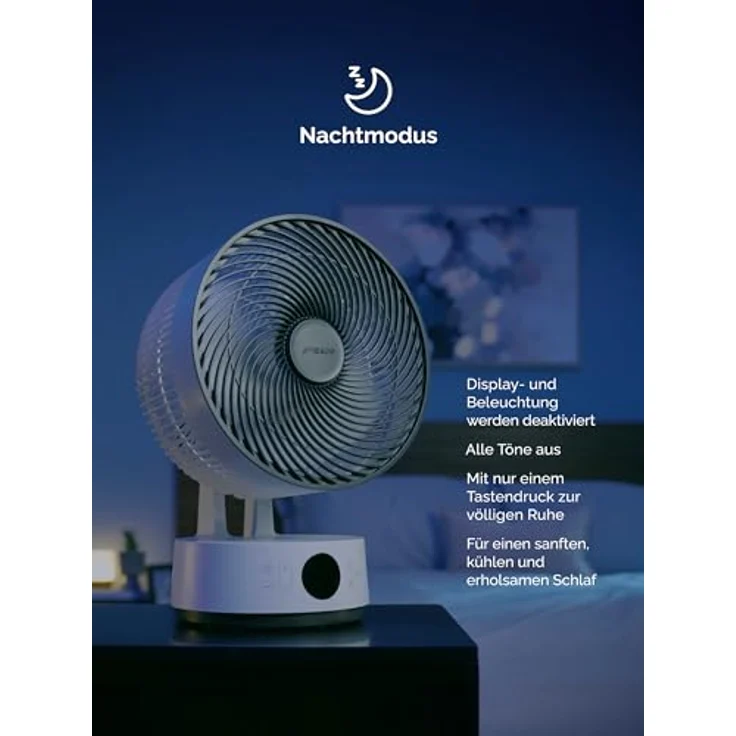 MEACO MeacoFan Sefte® 10 Pro – Akku-Tischventilator, 25 dB leise, 40 Std. Laufzeit, 1150 m³/h Luftleistung, 12 Geschwindigkeitsstufen, 3D-Oszillation, Nachtmodus, Timer, Fernbedienung, 3 Jahre Garantie – Bild 3