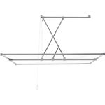 Stewi Deckentrockner Libelle, Aluminium Wäscheständer mit 20 m Leinenlänge, Schwarz/Silber, platzsparend und absenkbar bis 104 cm