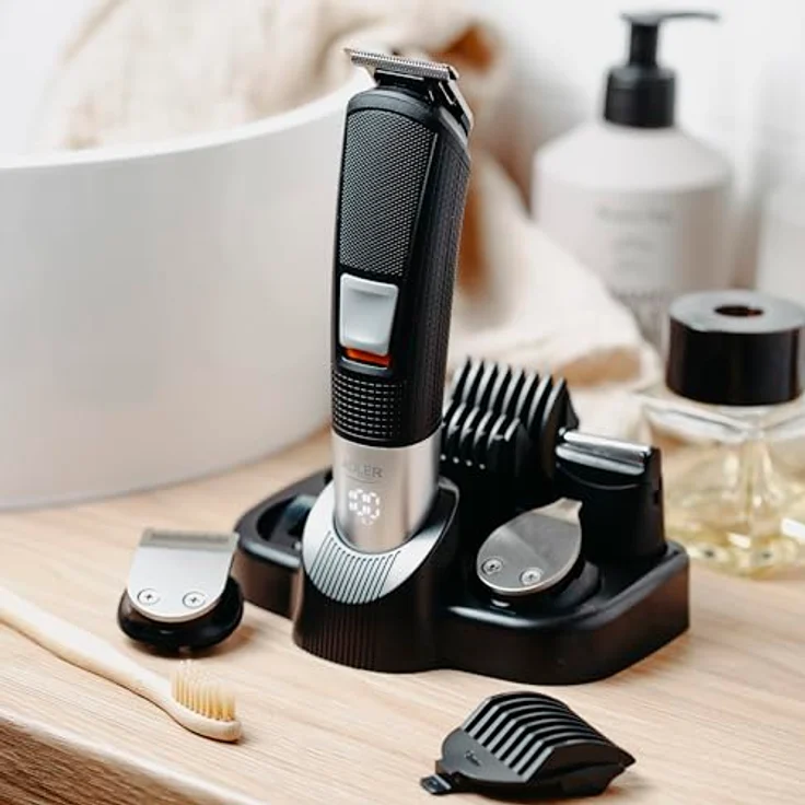 Adler AD 2943 5-in-1 Pflegeset mit Ladestation, Rasierer, Trimmer, LED Anzeige, schwarz – Bild 7