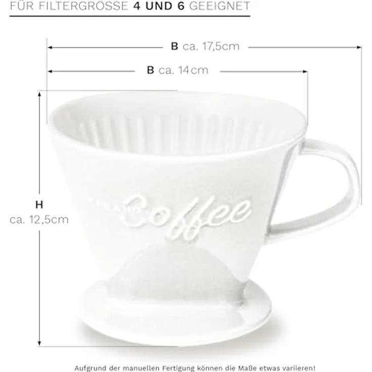 Creano Handfilter, Porzellan, Zubehör für Filtertüten 2 und 4 – Bild 4