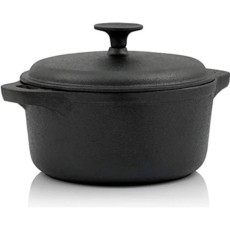 BBQ-Toro Gusseisen Cocotte, 4 Liter, Ø 22,5 cm, schwarz, runder Bräter mit Deckel, für Schmorgerichte und Aufläufe – Bild 1