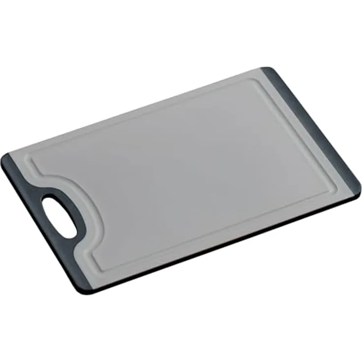 Kesper Schneidebrett, Kunststoff (PP/TPE), 36,5 x 24,5 x 0,85 cm, grau/schwarz, spülmaschinengeeignet, mit Rutsch-Stopp