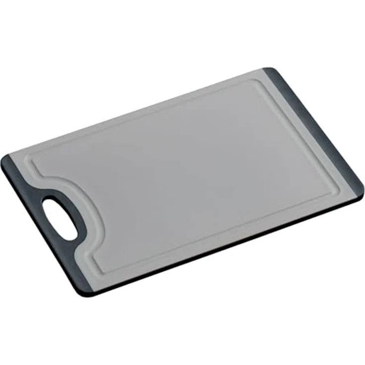 Kesper Schneidebrett, Kunststoff (PP/TPE), 36,5 x 24,5 x 0,85 cm, grau/schwarz, spülmaschinengeeignet, mit Rutsch-Stopp – Bild 1