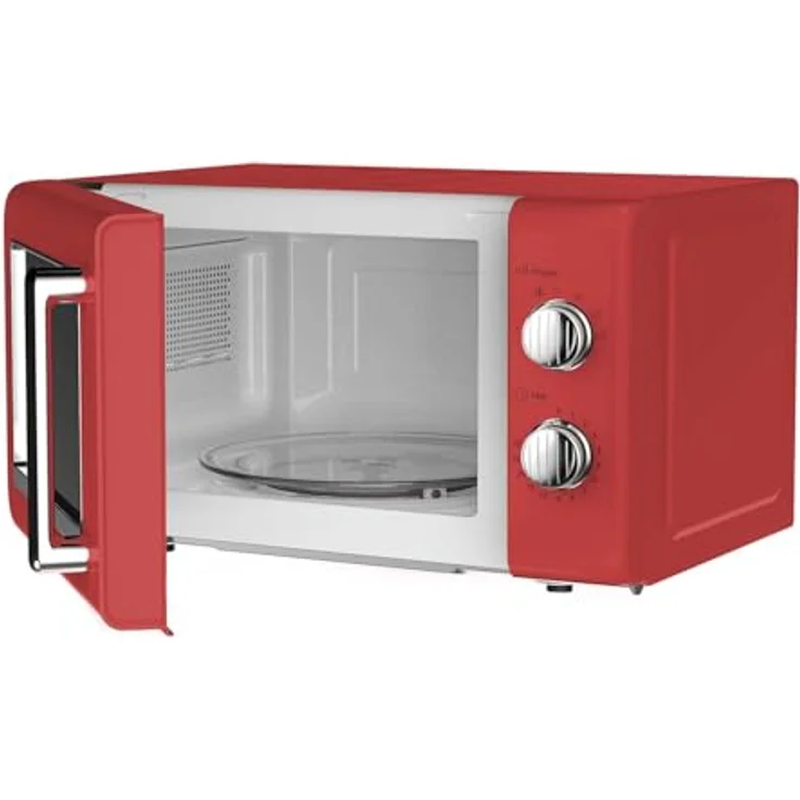 Silva MW-R 25.3, Retro Mikrowelle mit 700 W und 20 L Garraum, rot, mit 6 Leistungsstufen und 30-Minuten-Timer – Bild 4