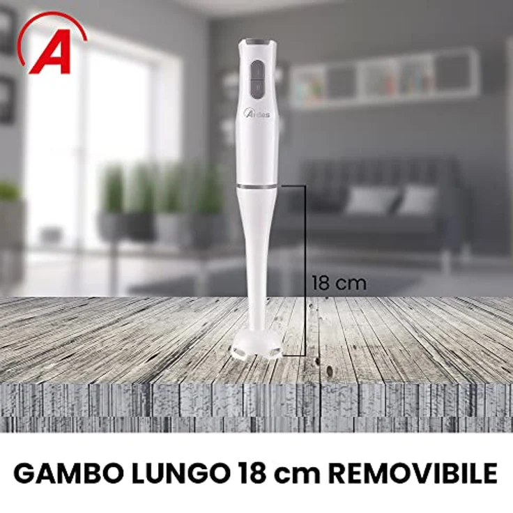 Ardes ARMIX01 DEEP Mini-Stabmixer, 4 Edelstahlklingen, 15.000 U/min, 2-Geschwindigkeiten, abnehmbar, weiß – Bild 5