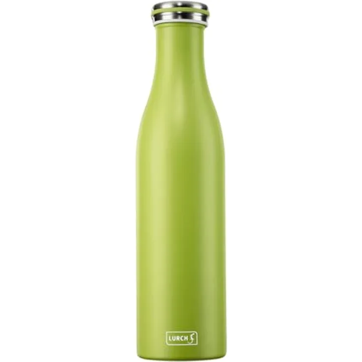 Lurch 240866 Isolierflasche, doppelwandige Edelstahl Thermoflasche für heiße und kalte Getränke, 0,75l, fresh green