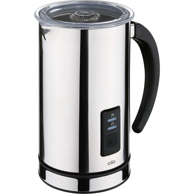 Cilio Milchaufschäumer Crema 250ml, Edelstahl poliert, elektrisch, kabellos, Antihaftbeschichtung, Abschaltautomatik, integrierter Sensor (Silber)