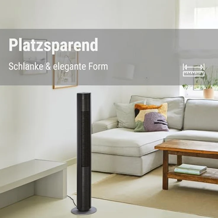 Stadler Form Turmventilator Peter, energieeffizient und leise mit 29 dB(A), 6 Geschwindigkeiten, Fernbedienung, Schwenkfunktion, 7-Stunden-Timer, dimmbare LEDs, schwarz – Bild 3