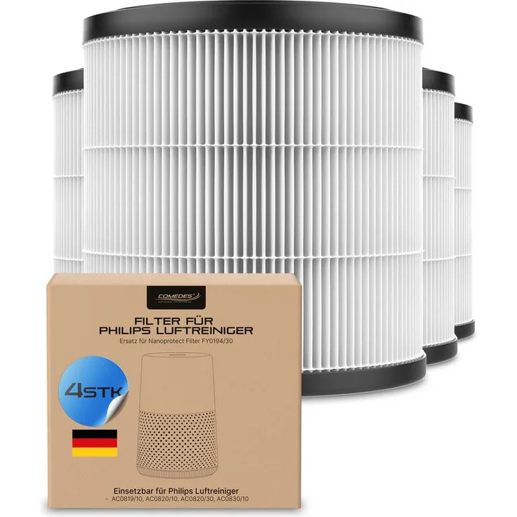 Comedes HEPA-Filter 4er Set, Ersatzfilter für Bosch Air 2000, filtert Pollen und Staub, Ø185 * 175 mm