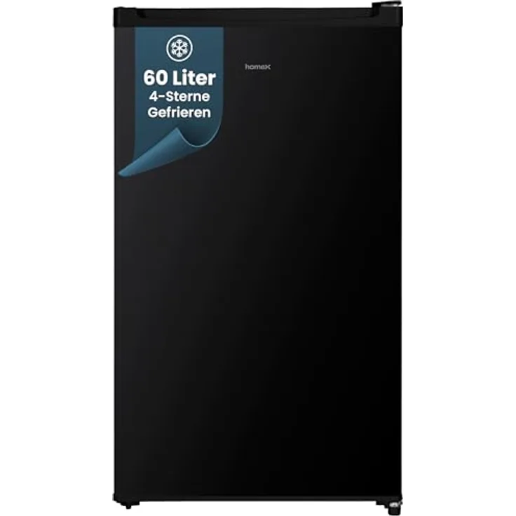 homeX FS1016-B, Gefrierschrank mit 60L Nutzinhalt, 4-Sterne Gefrierleistung, freistehend, schwarz