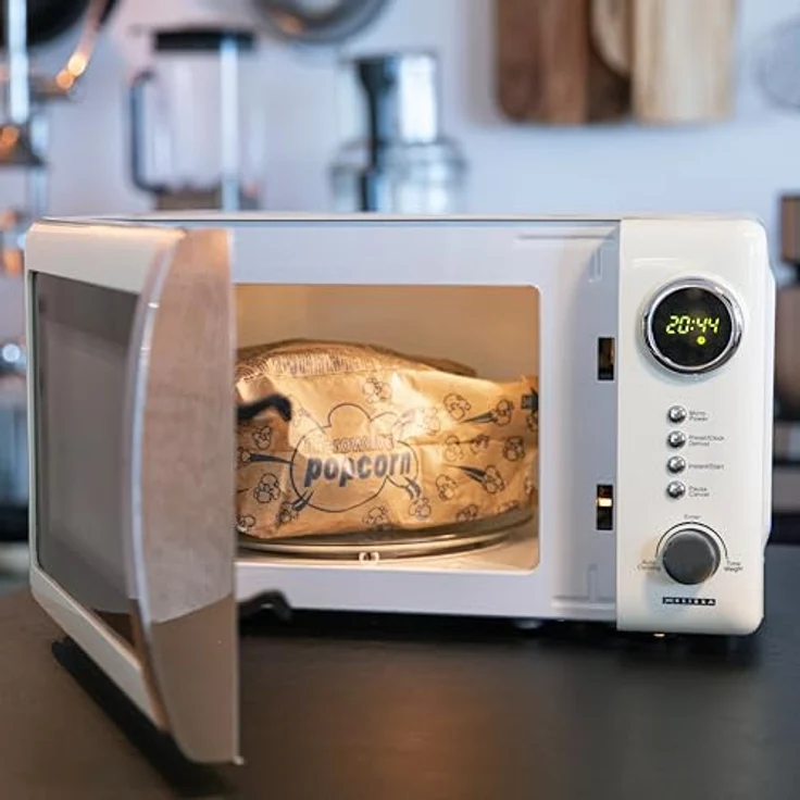 Melissa Classico 16330128 Mikrowelle mit Grill, Standgerät, 800W, 23 Liter Garraum, 12 automatische Garprogramme, LED-Display, mit Uhr, inkl. Grillrost, cremefarben – Bild 10