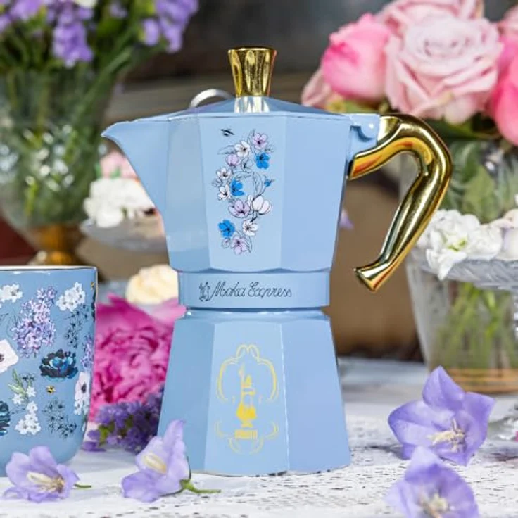 Bialetti Bridgerton Moka Express, Espressokocher für 6 Tassen, Himmelblau, kompatibel mit Elektro/Gas/Glaskeramik – Bild 3