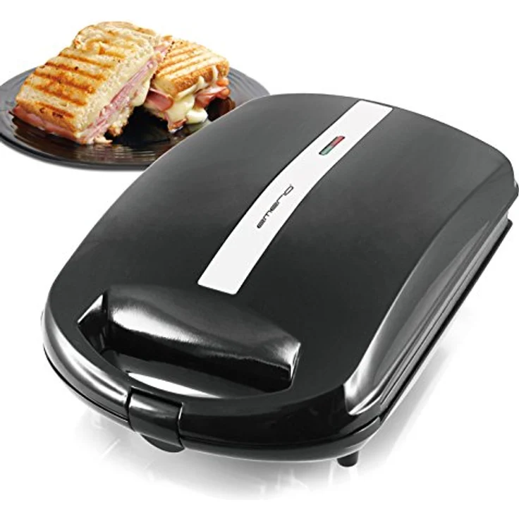 Emerio XXL Sandwich Toaster TEST GUT für alle Toastgrößen geeignet 4x große Muschelform für die ganze Familie Käse läuft nicht aus kein Verschmieren BPA frei 1300 Watt Sandwichmaker 4er – Bild 4