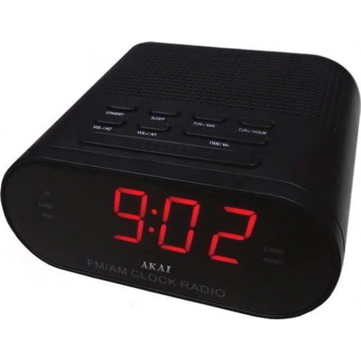 Akai Professional CR002A-219, Digitaler Radiowecker mit LED-Display, AM/FM, 10 Radiosender-Speicher, schwarz