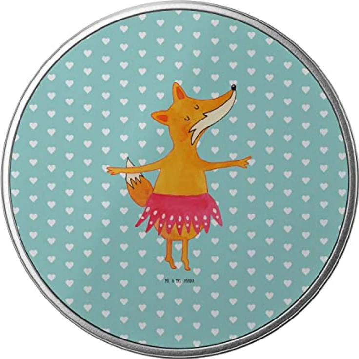 Mr. & Mrs. Panda Blechdose rund Fuchs Ballerina - Türkis Pastell - Vorratsdose mit Deckel, Metallboxen – Bild 3
