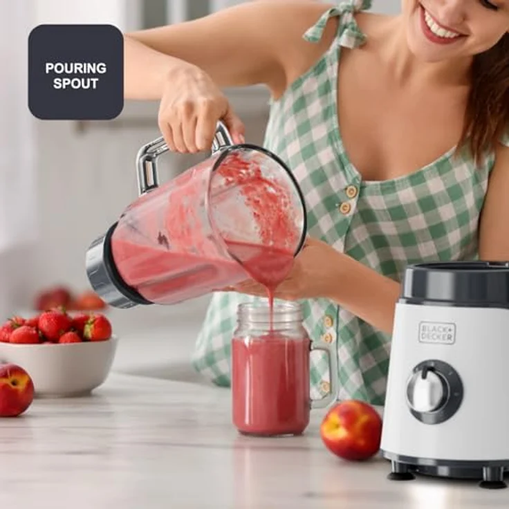 Samsonite BLACK+DECKER Jar Blender 1000W, Standmixer, Weiß mit leistungsstarkem Motor und elegantem Design – Bild 7