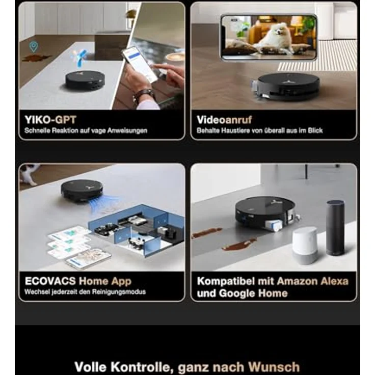 ECOVACS DEEBOT X8 PRO OMNI, Saug- und Wischroboter mit Absaugstation, OZMO ROLLER Wischsystem, 80 W, Heißwasserreinigung – Bild 7