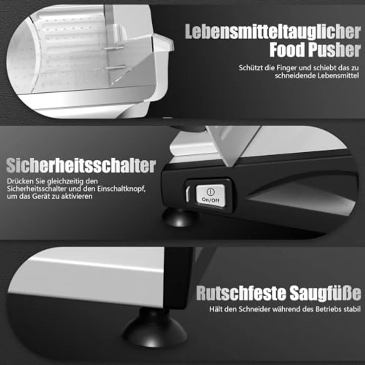 YASHE Elektrische Allesschneider mit leisem 200W DC-Motor, duale 19CM Edelstahlklingen, stufenlose Schnittstärke 0-15mm – Bild 7