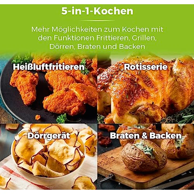 Tower T17039 Xpress Pro 5-in-1 Digitale Heißluftfritteuse mit Schneller Luftzirkulation, 60-Minuten-Timer - Airfryer Heißluftfritteuse XXL 11 l - 2000W - Schwarz – Bild 5