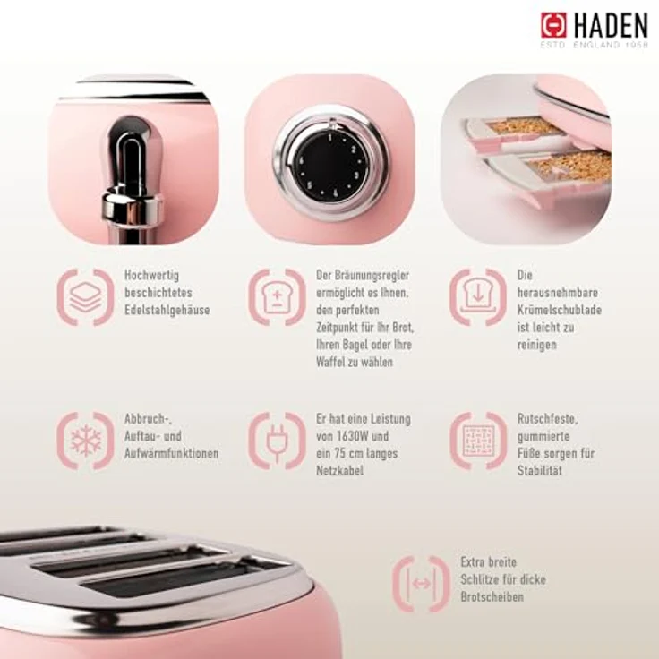 Haden HAD206961, Toaster, Pink – Bild 3