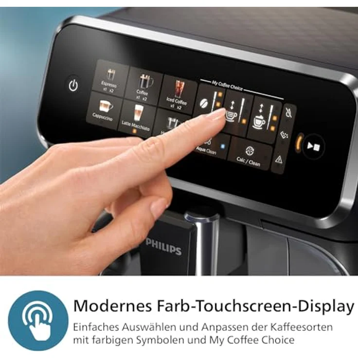 Philips 2300 Series Kaffeevollautomat - 4 Getränke, Modernes Farb-Touchscreen-Display, LatteGo-Milchsystem, SilentBrew, 100% Keramikmahlwerk, AquaClean Filter. Mattschwarz – Bild 3