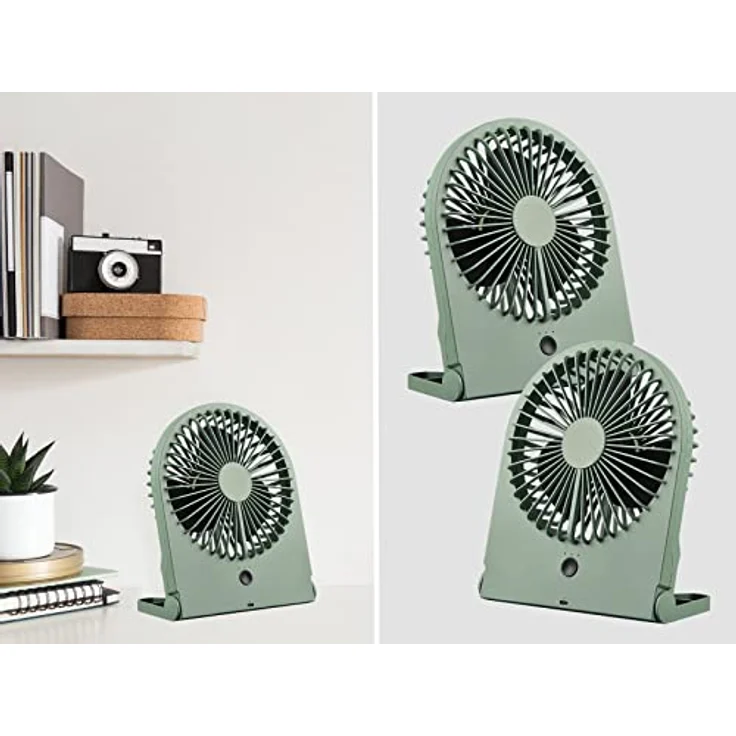 Setpoint Mini Ventilatoren 2er SET, Akku mit USB-C Anschluss, 3 Geschwindigkeitsstufen, Grün, Höhe 23cm – Bild 2