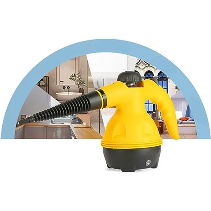 Retoo Dampfreiniger, Handgerät, Handheld mit 450 ml Tank, 900 W Handdampfreiniger, 3,5 bar max. Dampfdruck, Geeignet für Polstermöbel, Küche, Boden, Fenster, Teppiche, Gelb – Bild 5