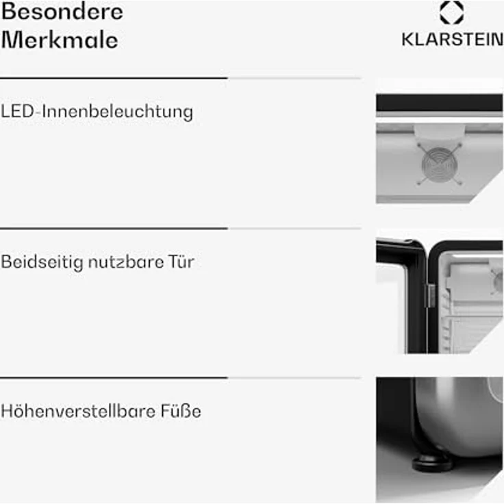 Klarstein Audrey Evo Getränkekühlschrank, 93 Liter, retro Design, energieeffizient, 82.5 cm hoch, 49.5 cm breit, mit Glastür und LED-Beleuchtung – Bild 6