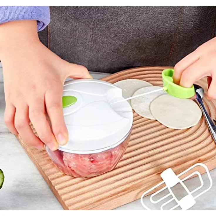 Cheffinger Zerkleinerer Multischneider Mixer Rührer 600ml Hacker, weiß und grün, leicht zu reinigen, ideal für Camping und Ausflüge – Bild 2